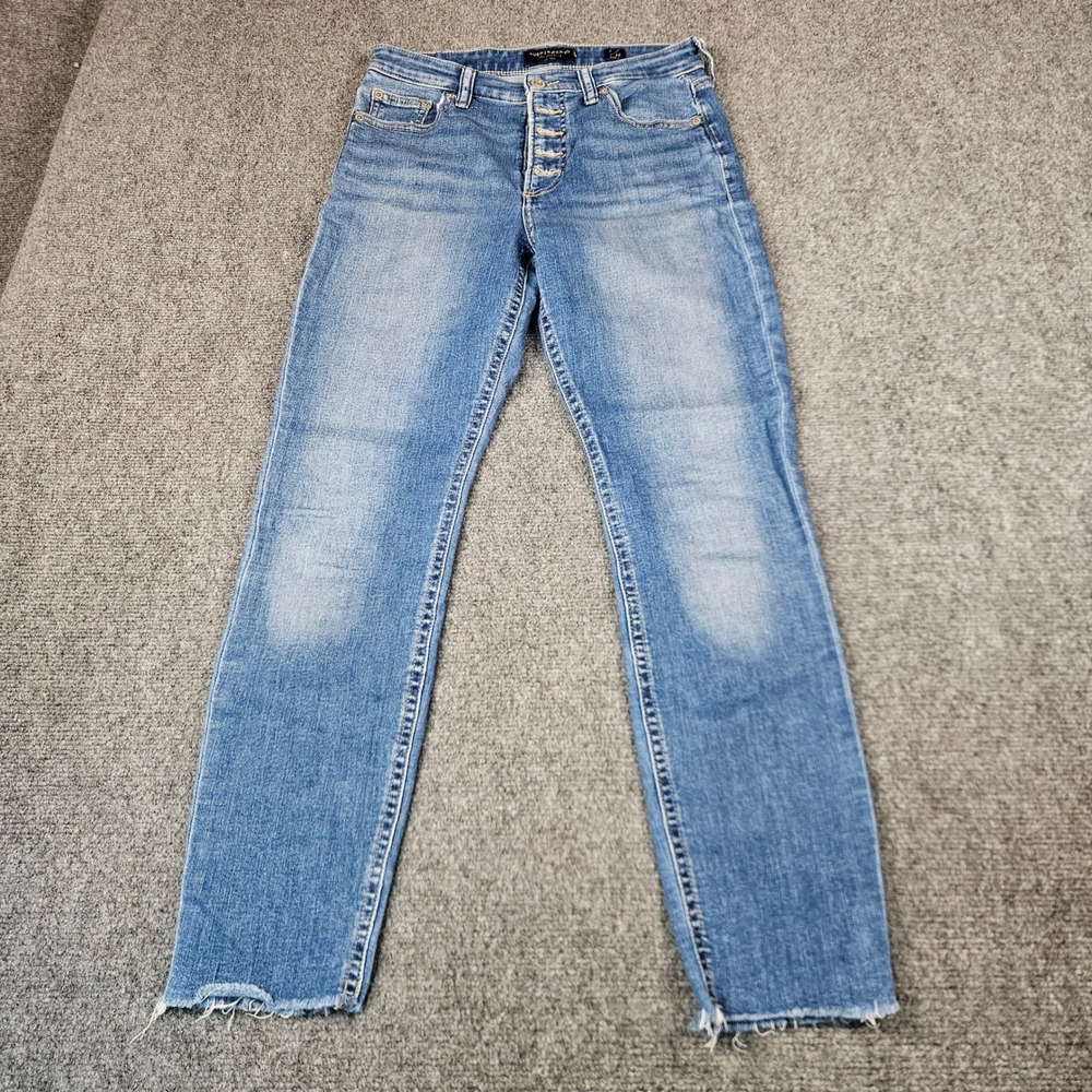 Lucky Brand Bridgette High Rise Skinny Ankle Jeans Button Fly Raw Hem Size 2/26